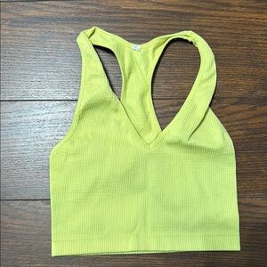 Lime Green Ribbed Crop Top
